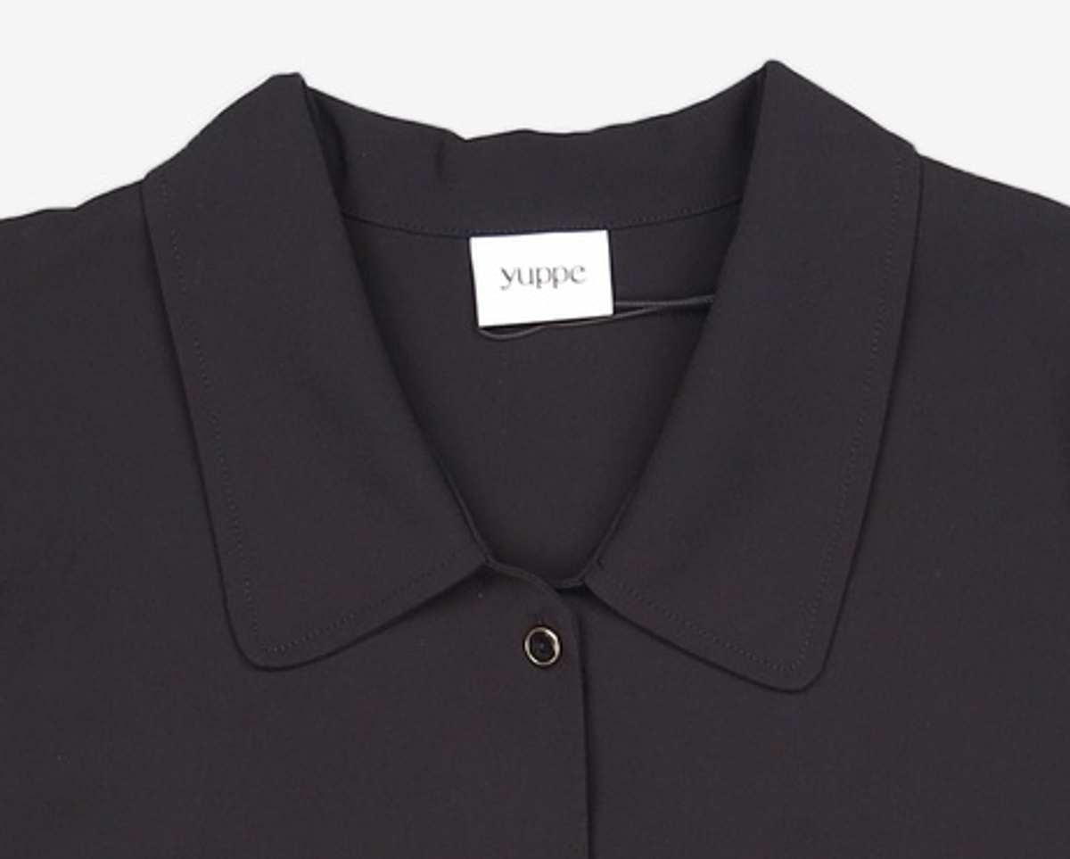 엽페(YUPPE) ROUND SHIRRING SHIRT_BLACK FREE