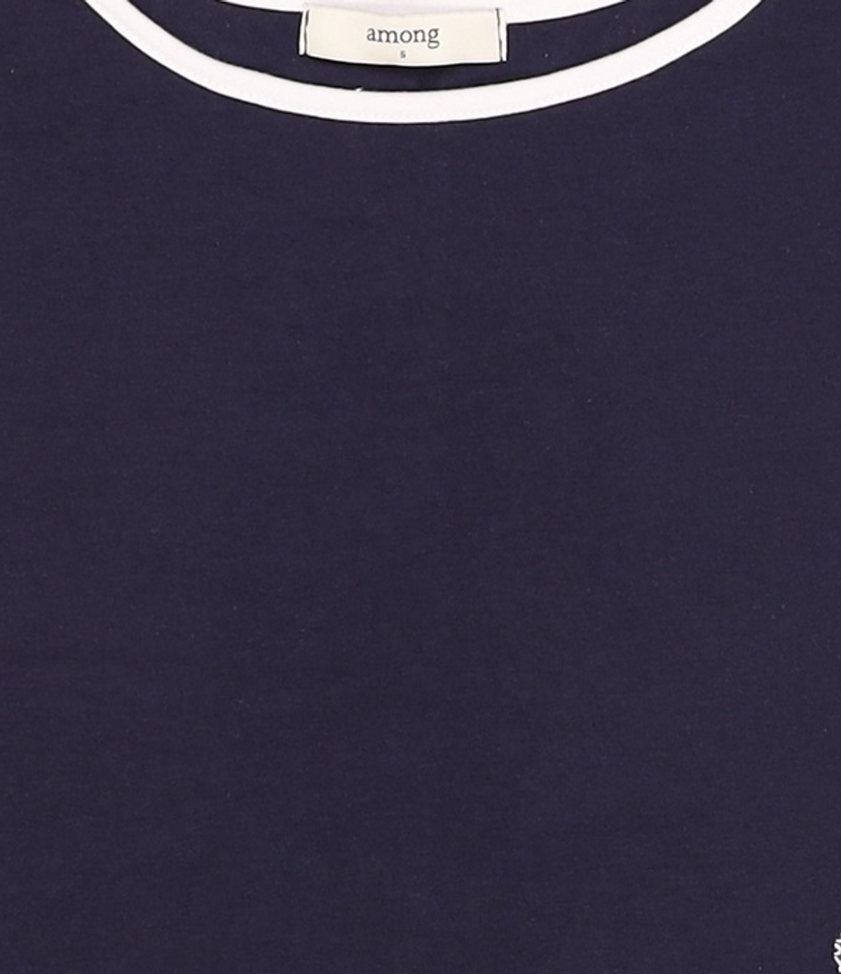 어몽(AMONG) A MINI FLOWER SEED BOAT NECK T_NAVY S