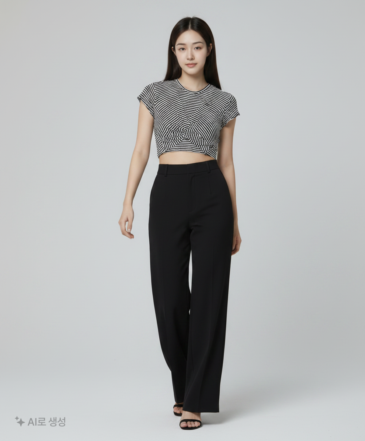 앤디아더(ANDTHEOTHER) 블랙 스트라이프 꽈배기 티셔츠 S