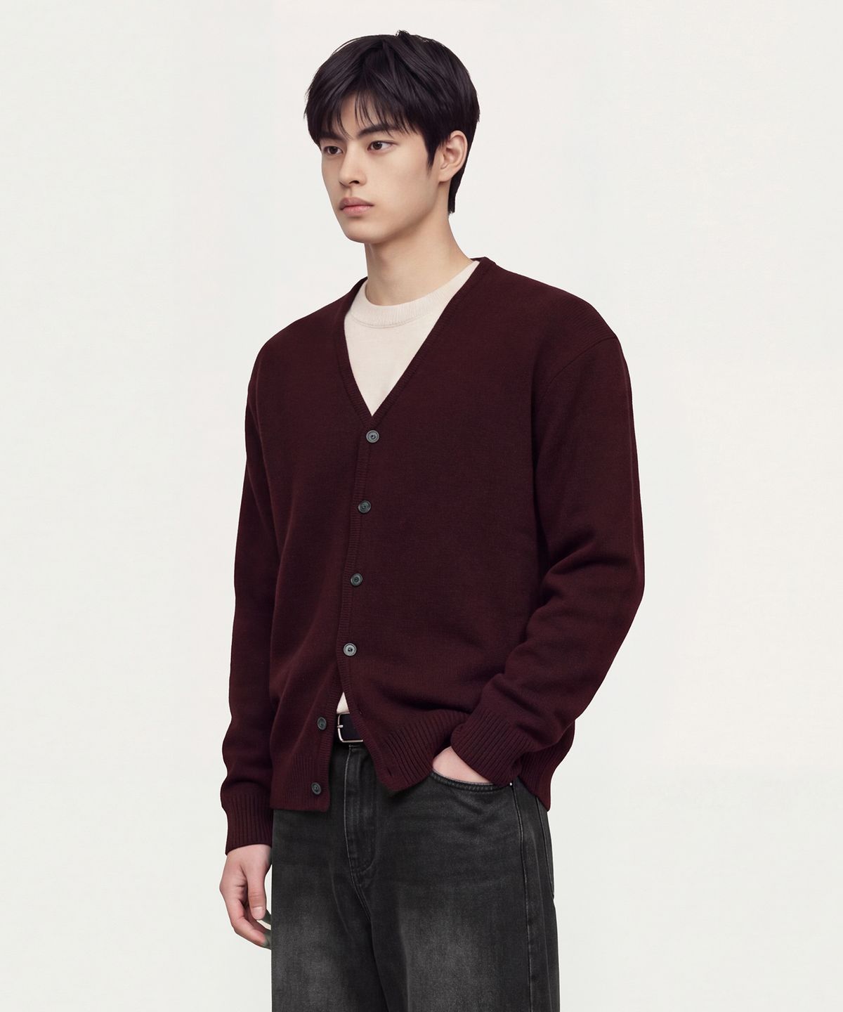 스탠드오버(STAND OVER) 셀로스 니트 가디건 [와인]