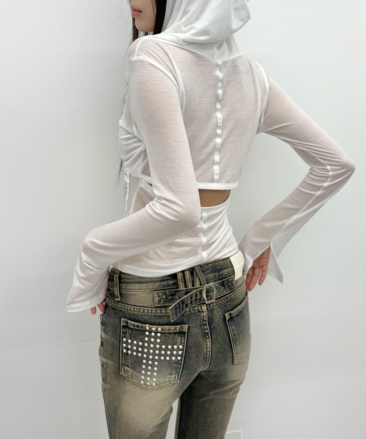 2000아카이브스(2000ARCHIVES) ALIX CORSET HOODIE TOP (WHITE)