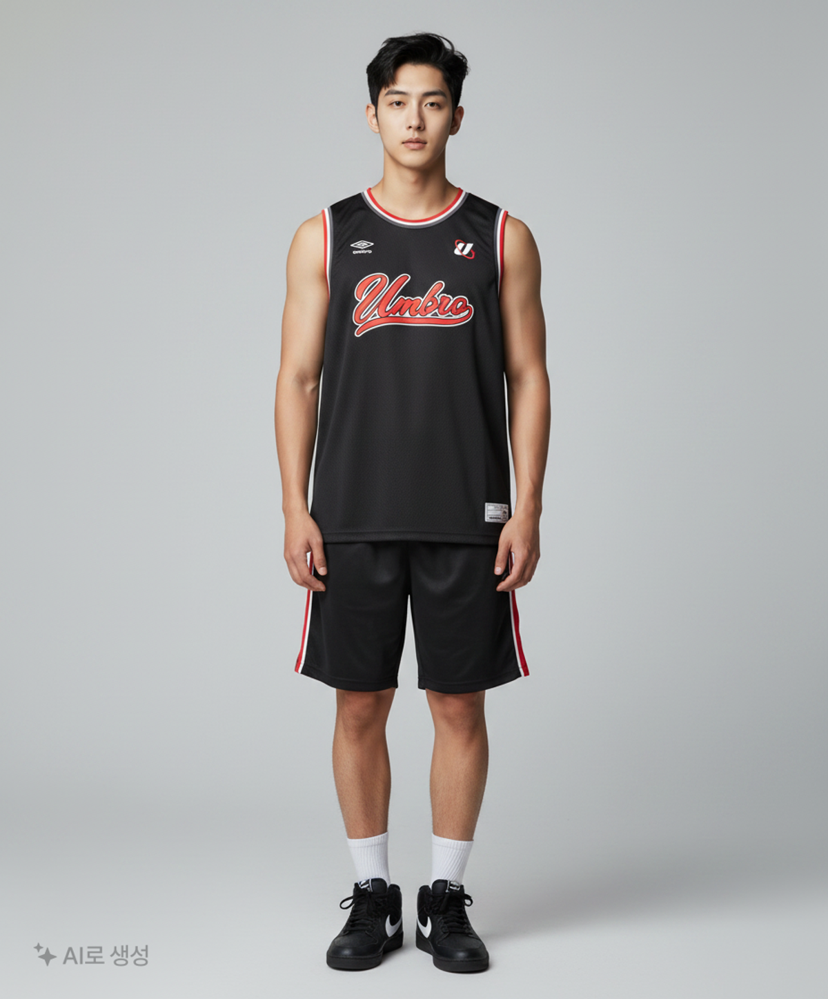 엄브로(UMBRO) 메쉬 아플리케 슬리브리스 티셔츠 블랙(UP321CSL76) 100