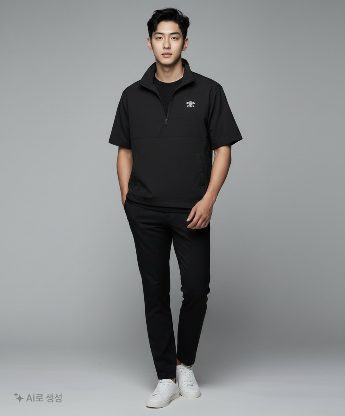 엄브로(UMBRO) 시어서커 반팔 스탠넥 아노락 블랙(UQ221CWT63) 95