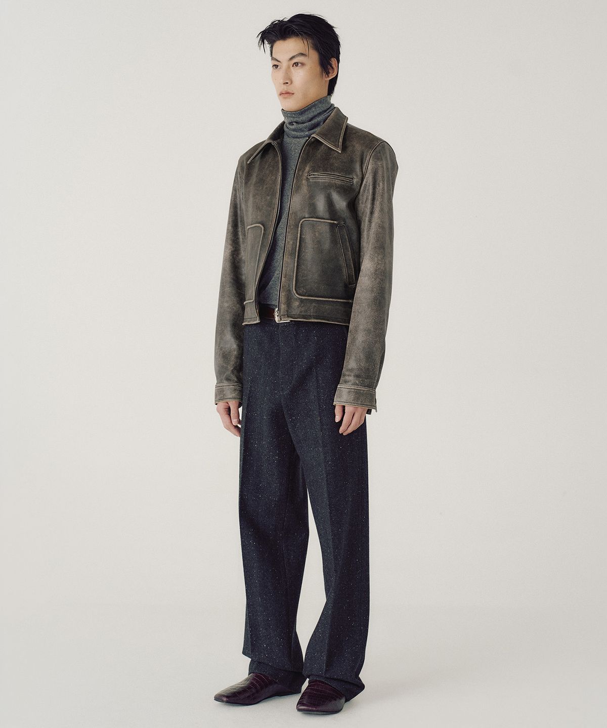 엠엠아이씨(MMIC) AGED LEATHER JACKET (DEEP BROWN)