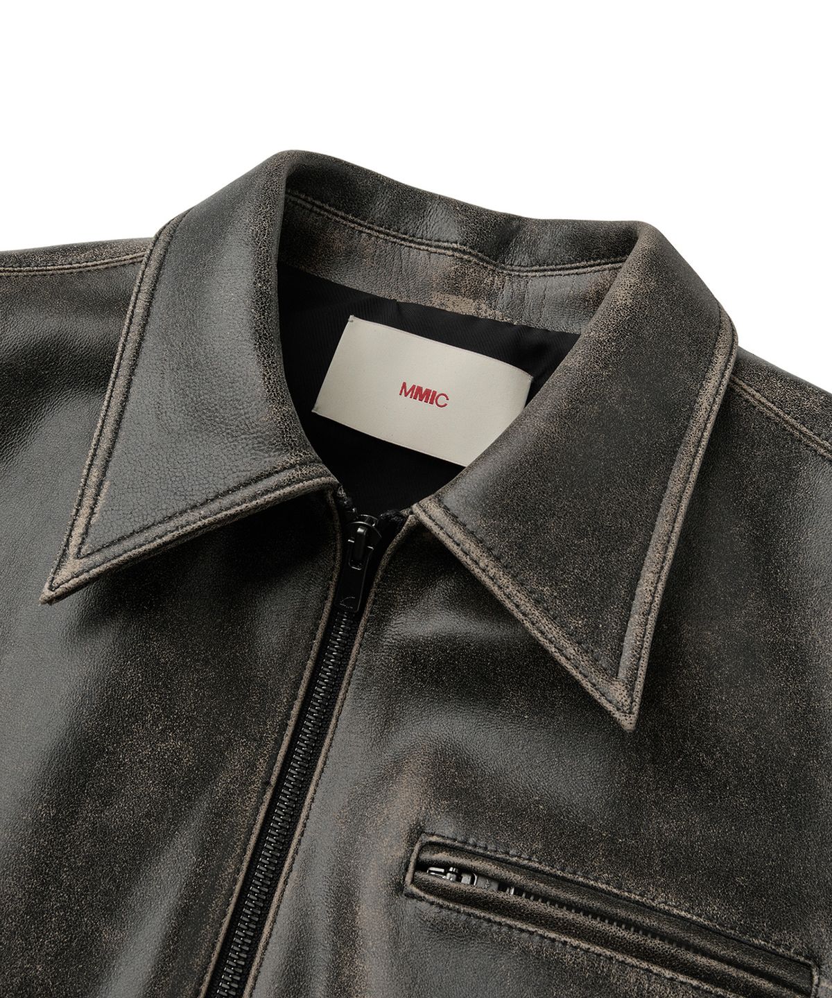 엠엠아이씨(MMIC) AGED LEATHER JACKET (DEEP BROWN)