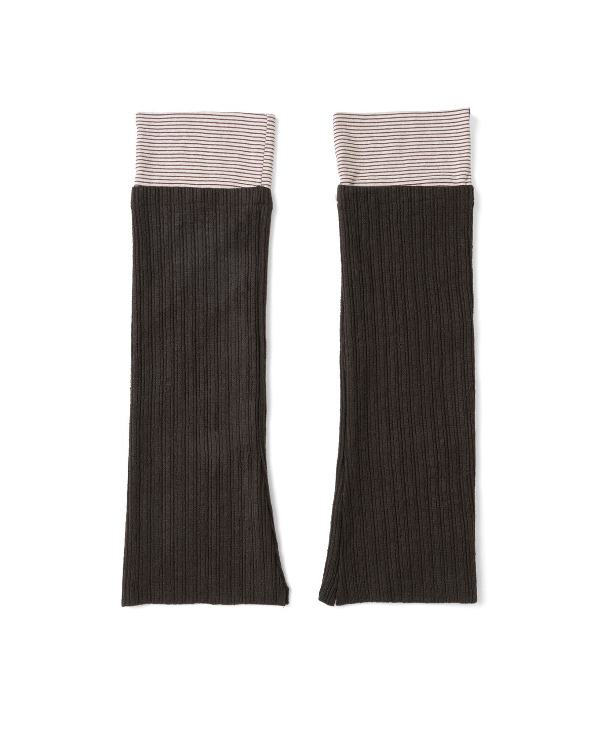 더콜디스트모먼트(THECOLDESTMOMENT) TCM stripe layered leg warmer (brown)
