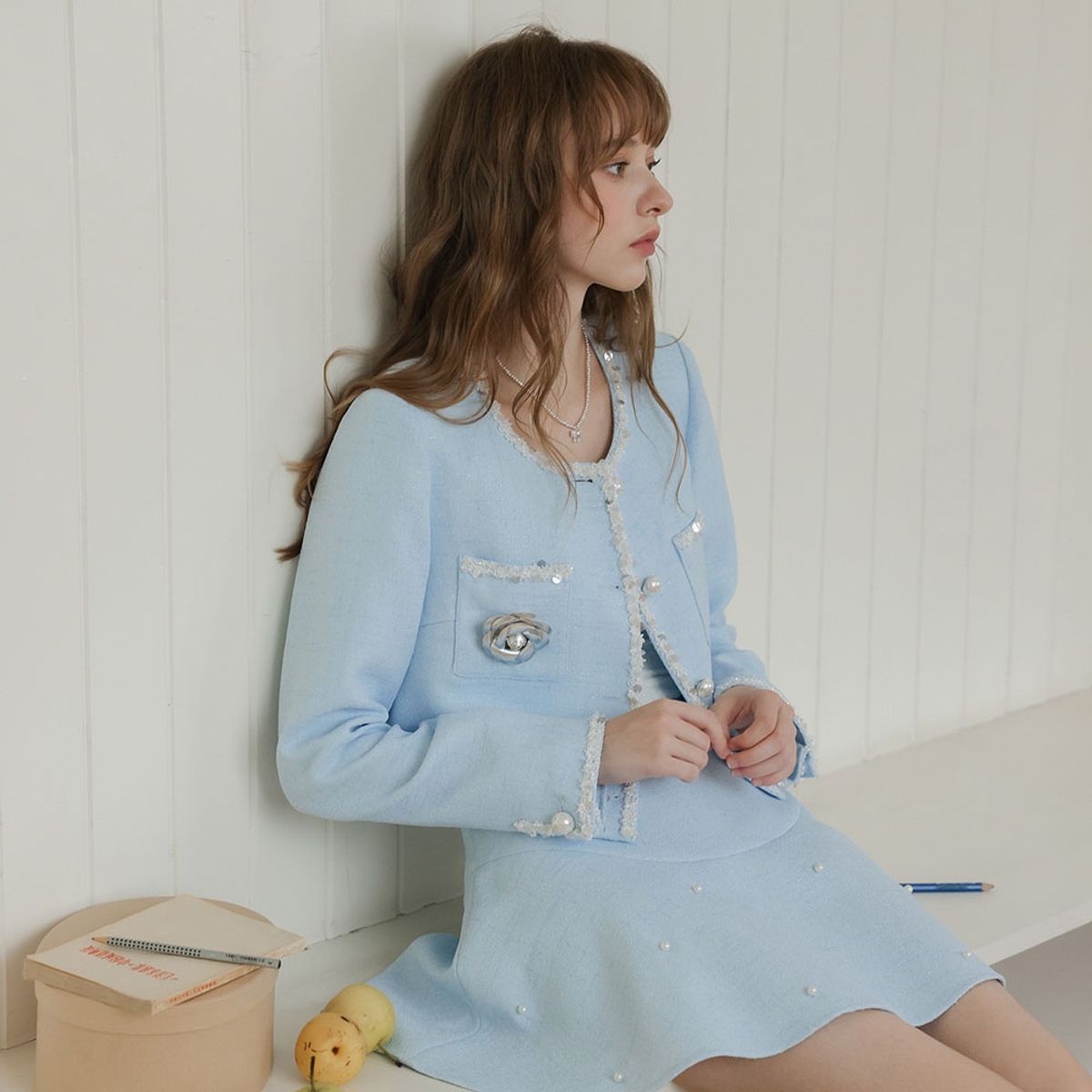 쎄무아듀(CEST MOIDEW) Cest_Pearl trim tweed jacket