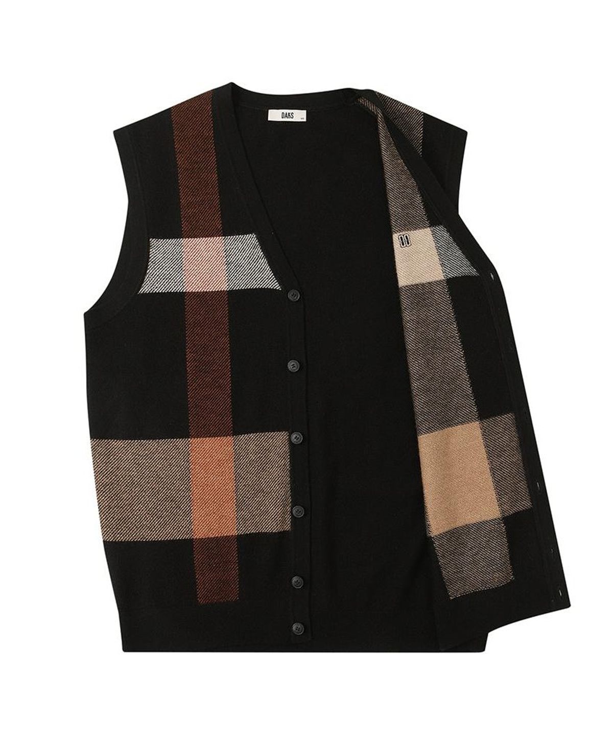 닥스셔츠(DAKS SHIRTS) 울100 체크 오픈베스트 레귤러핏 블랙_DMW1SWVE102K1