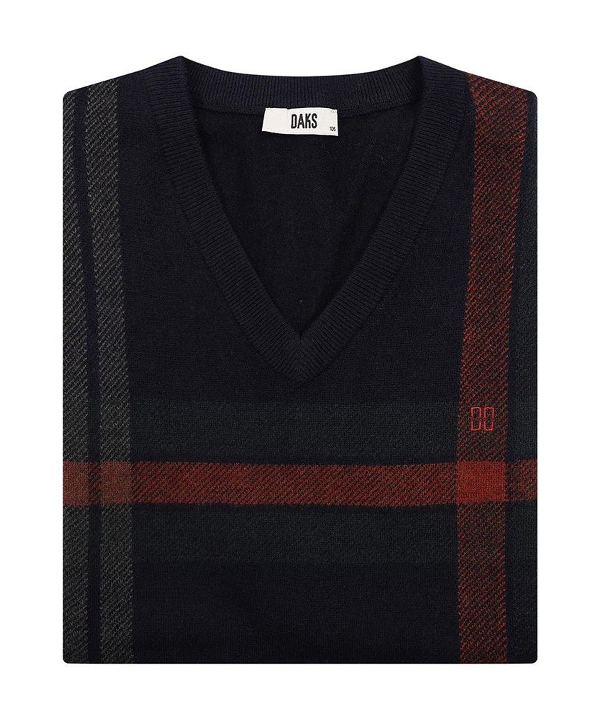 닥스셔츠(DAKS SHIRTS) 울100 체크 베스트 레귤러핏 네이비_DMW1SWVE103N1