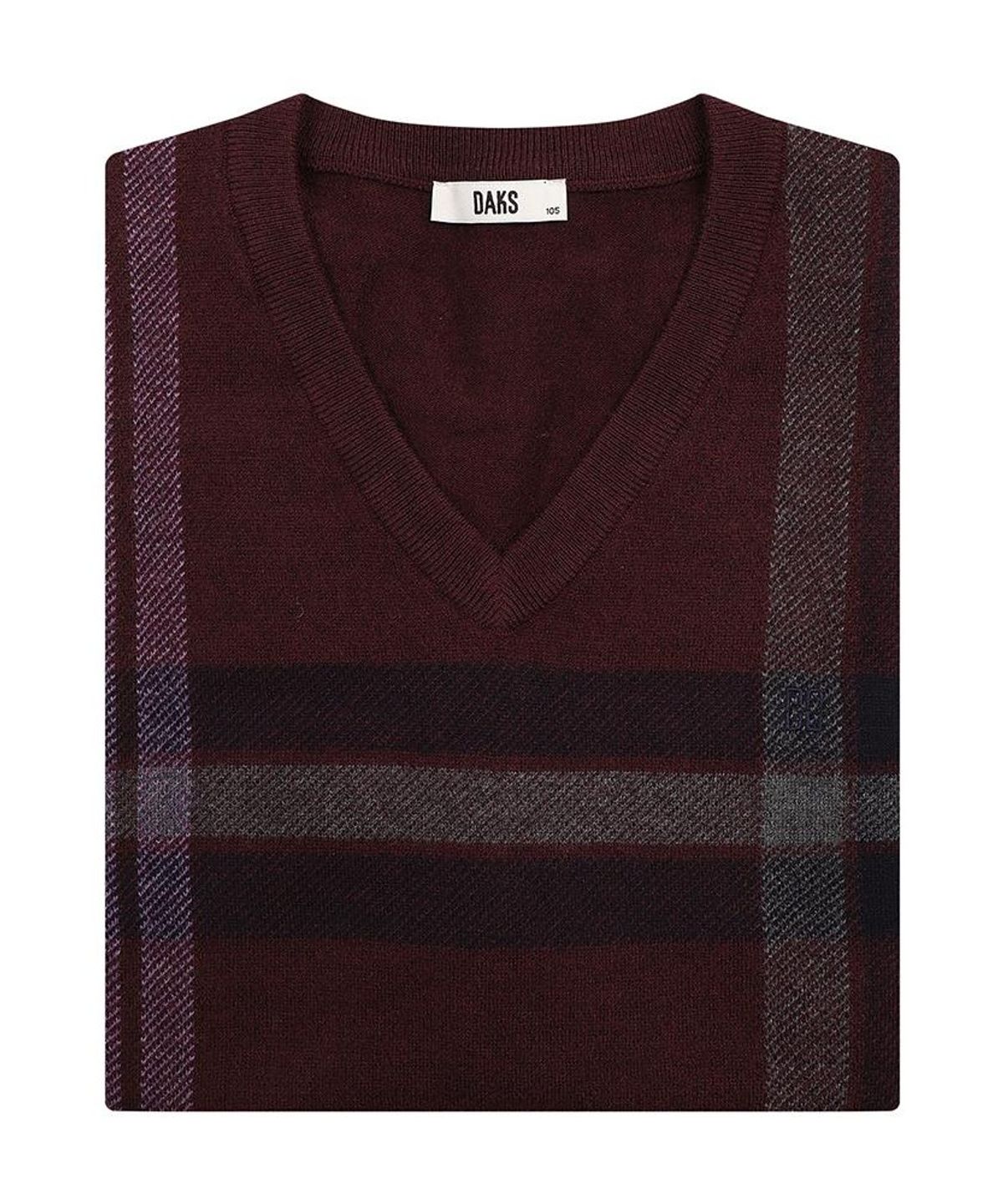 닥스셔츠(DAKS SHIRTS) 울100 체크 베스트 레귤러핏 레드_DMW1SWVE103R1