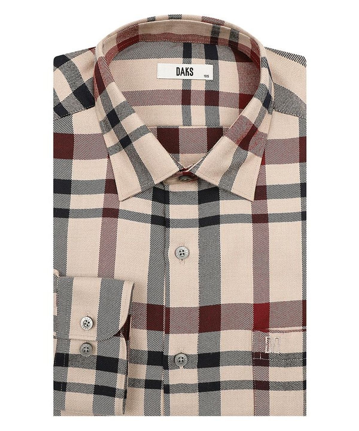 닥스셔츠(DAKS SHIRTS) 이지케어 폴리혼방 체크셔츠 레귤러핏 베이지_DLW2SHCL430I1