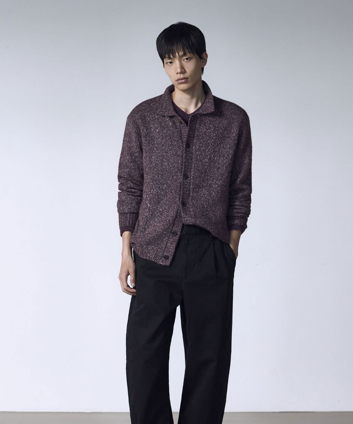 더니트컴퍼니(THEKNITCOMPANY) 헤어리 텍스처 카라 가디건 3color