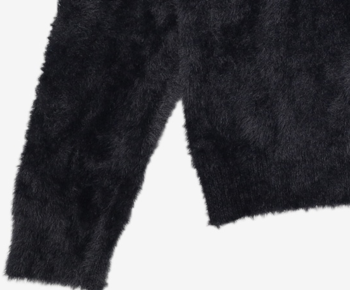 노매뉴얼(NOMANUAL) CROPPED HAIRY KNIT - BLACK M