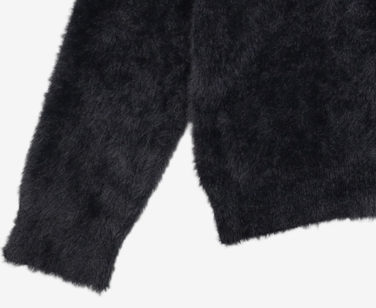노매뉴얼(NOMANUAL) CROPPED HAIRY KNIT - BLACK M