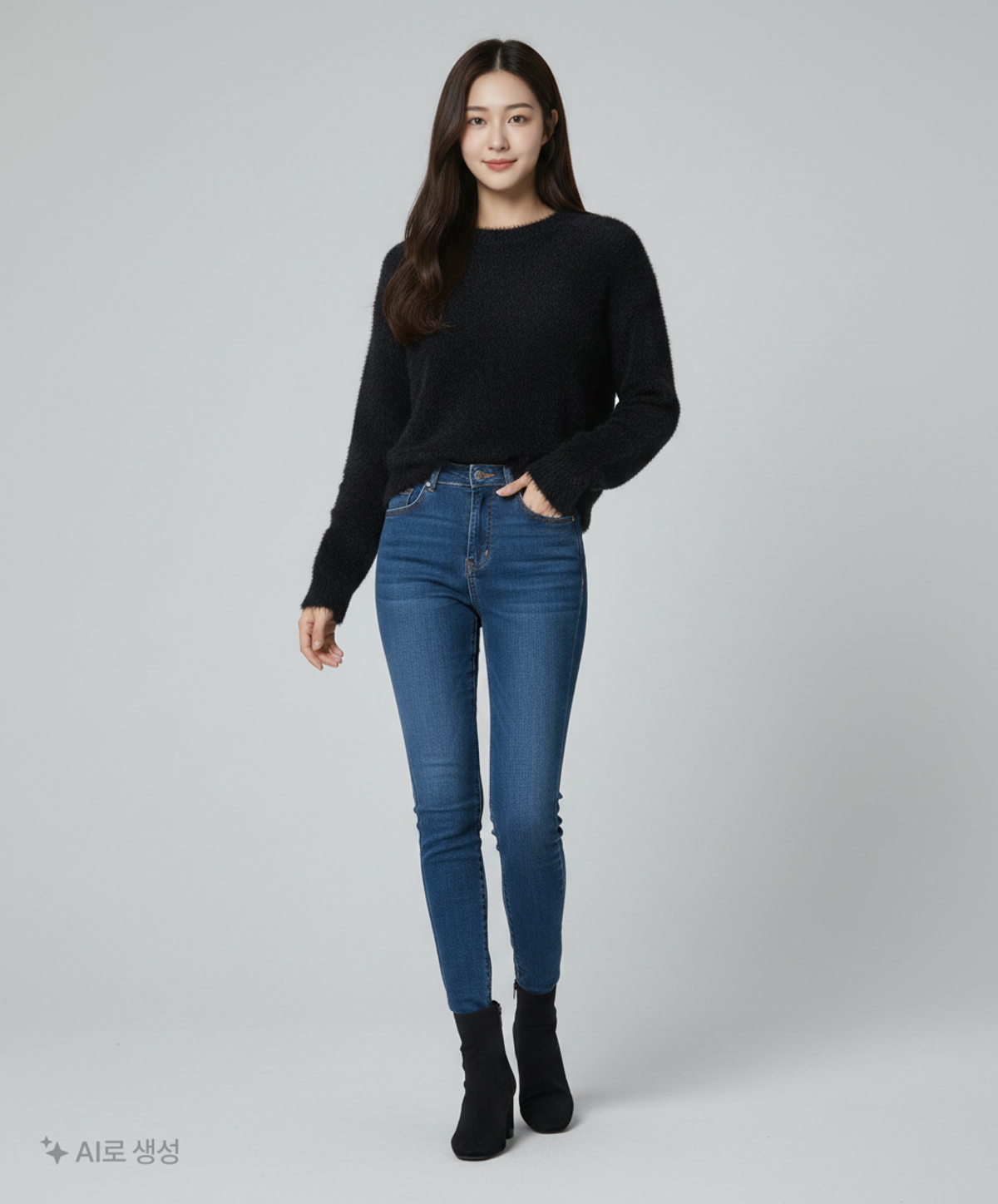 노매뉴얼(NOMANUAL) CROPPED HAIRY KNIT - BLACK M