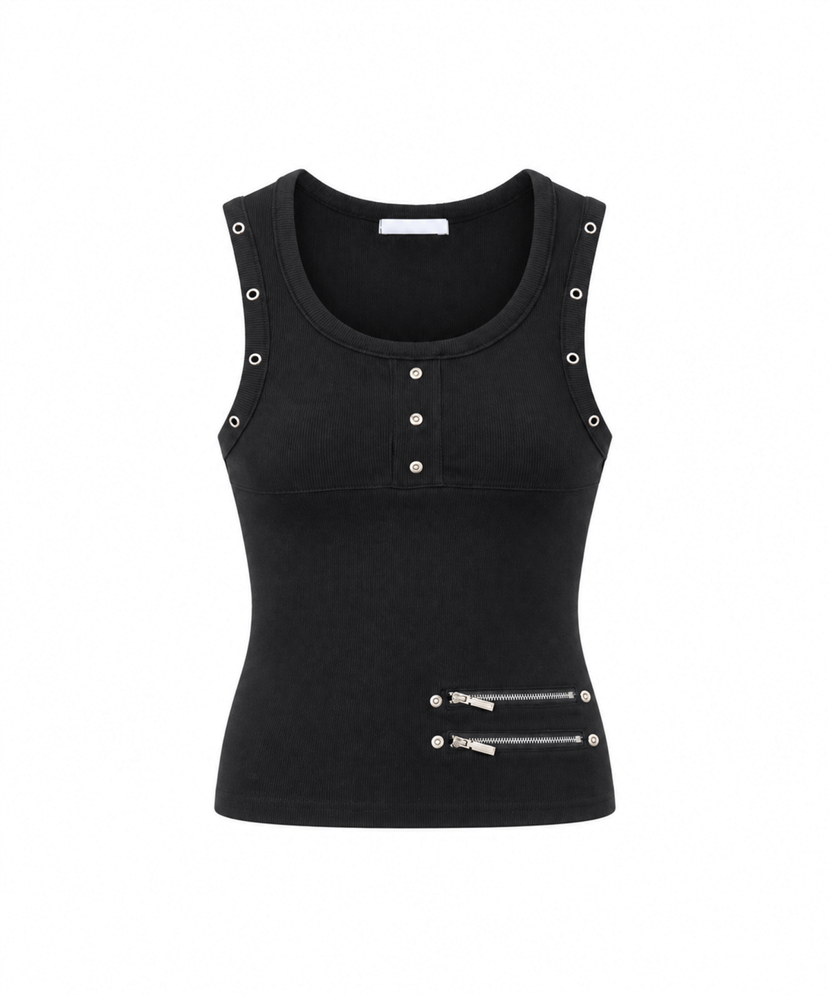 어니브(ANIV) INCISION LINE EYELET SLEEVELESS BLACK