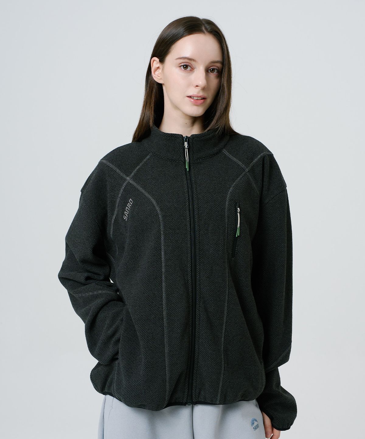 산로(SANRO) [UNISEX] 오드람프 플리스 핑거홀 자켓 - 블랙