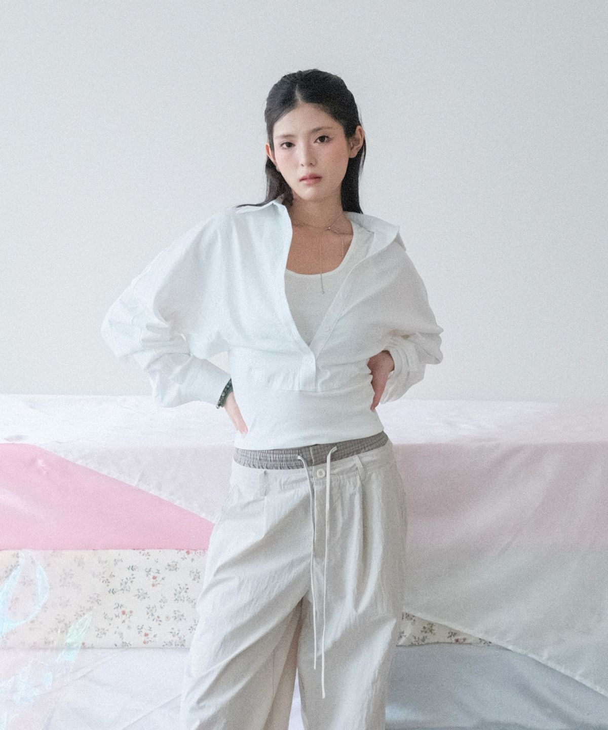 쿨키튼(KOOLKITTEN) Cami Layered Cropped Shirt 3colors