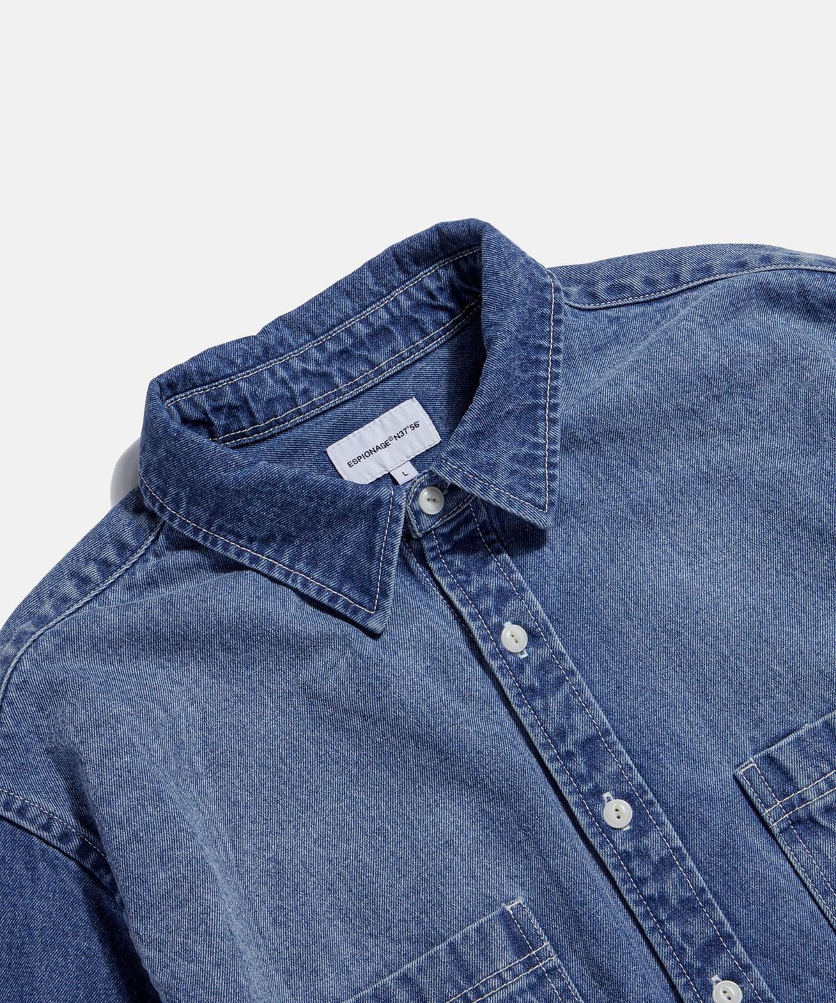 에스피오나지(ESPIONAGE) 2 Pocket Denim Shirt Faded Indigo