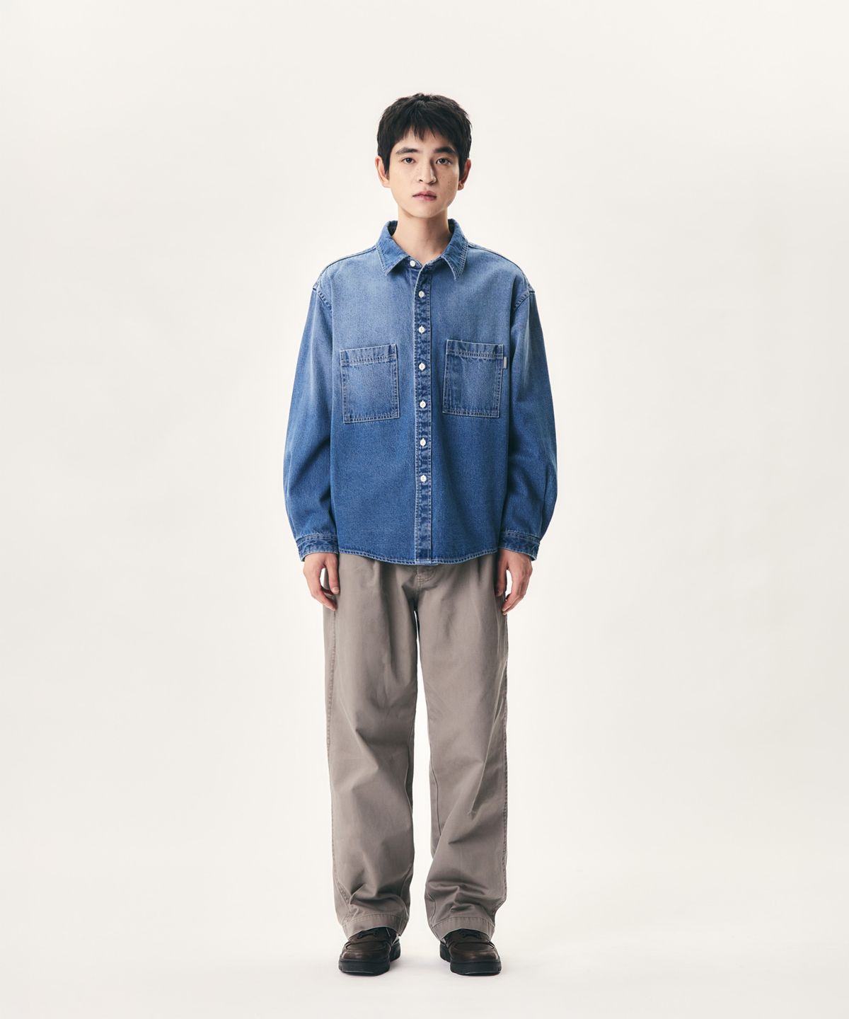 에스피오나지(ESPIONAGE) 2 Pocket Denim Shirt Faded Indigo
