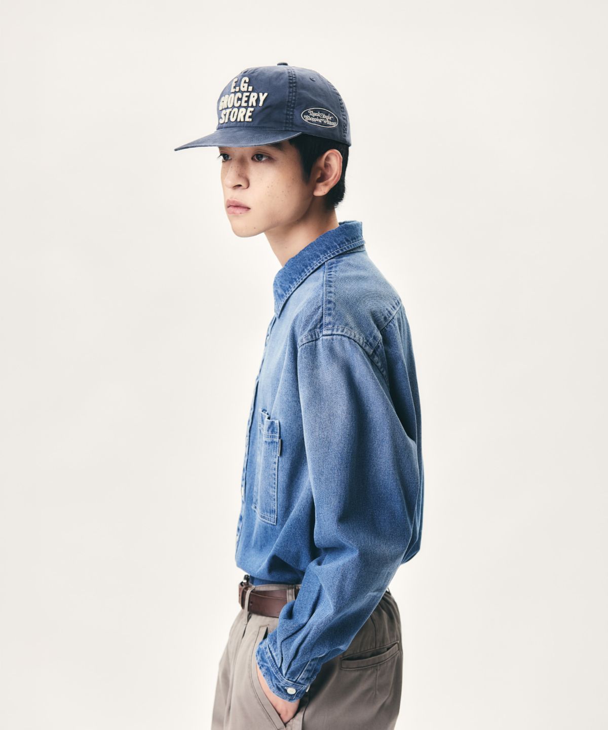에스피오나지(ESPIONAGE) 2 Pocket Denim Shirt Faded Indigo
