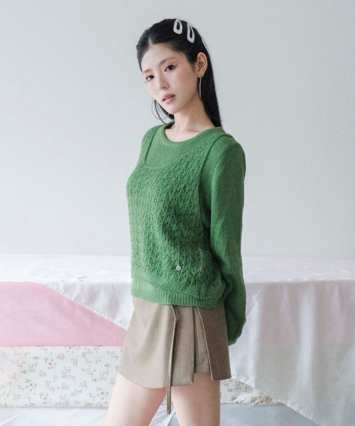 쿨키튼(KOOLKITTEN) Openwork Vest Layered Knit Set 3colors