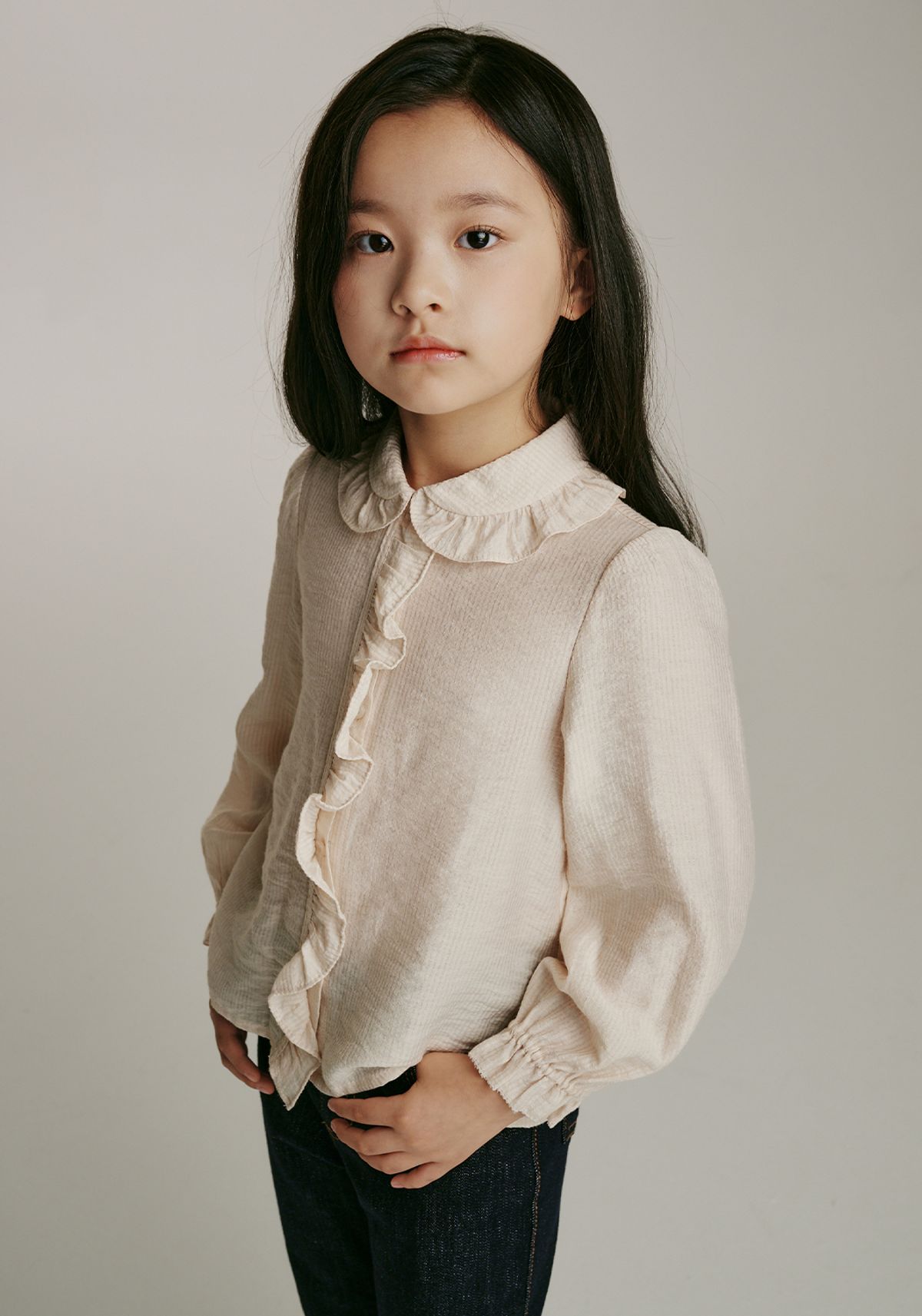 빈(BEEN) BA54BL01PK 핑크 프릴 카라 블라우스