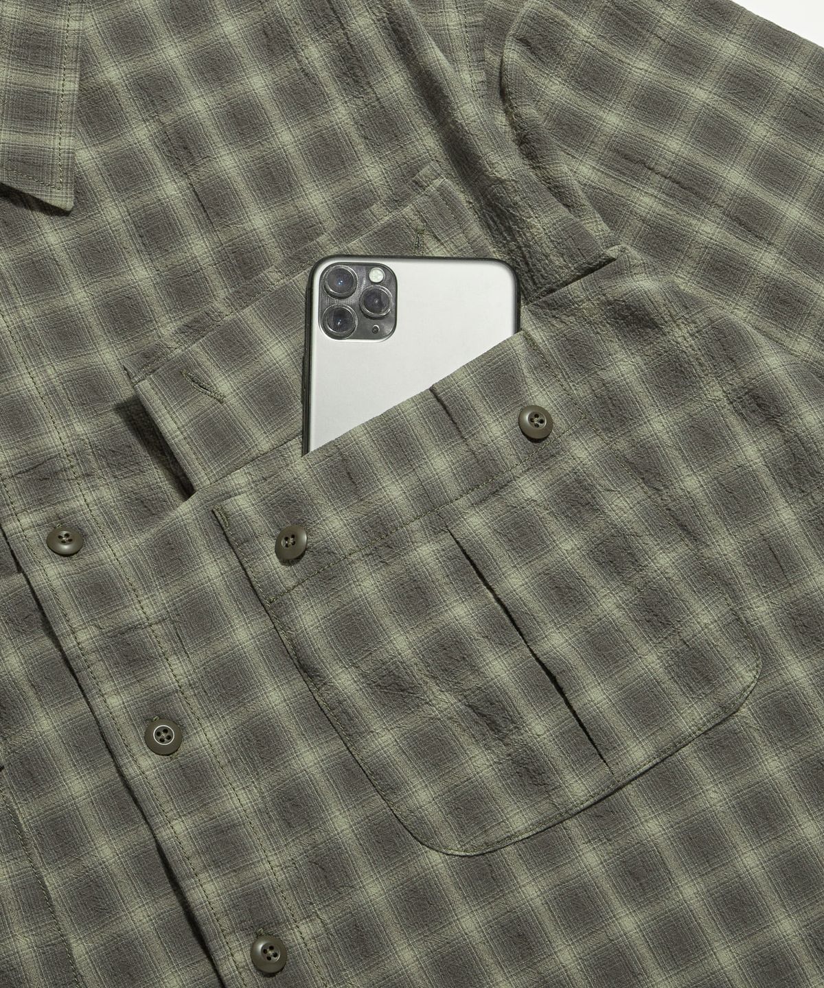 에스피오나지(ESPIONAGE) Checked Jungle Fatigue Shirt Dark Grey