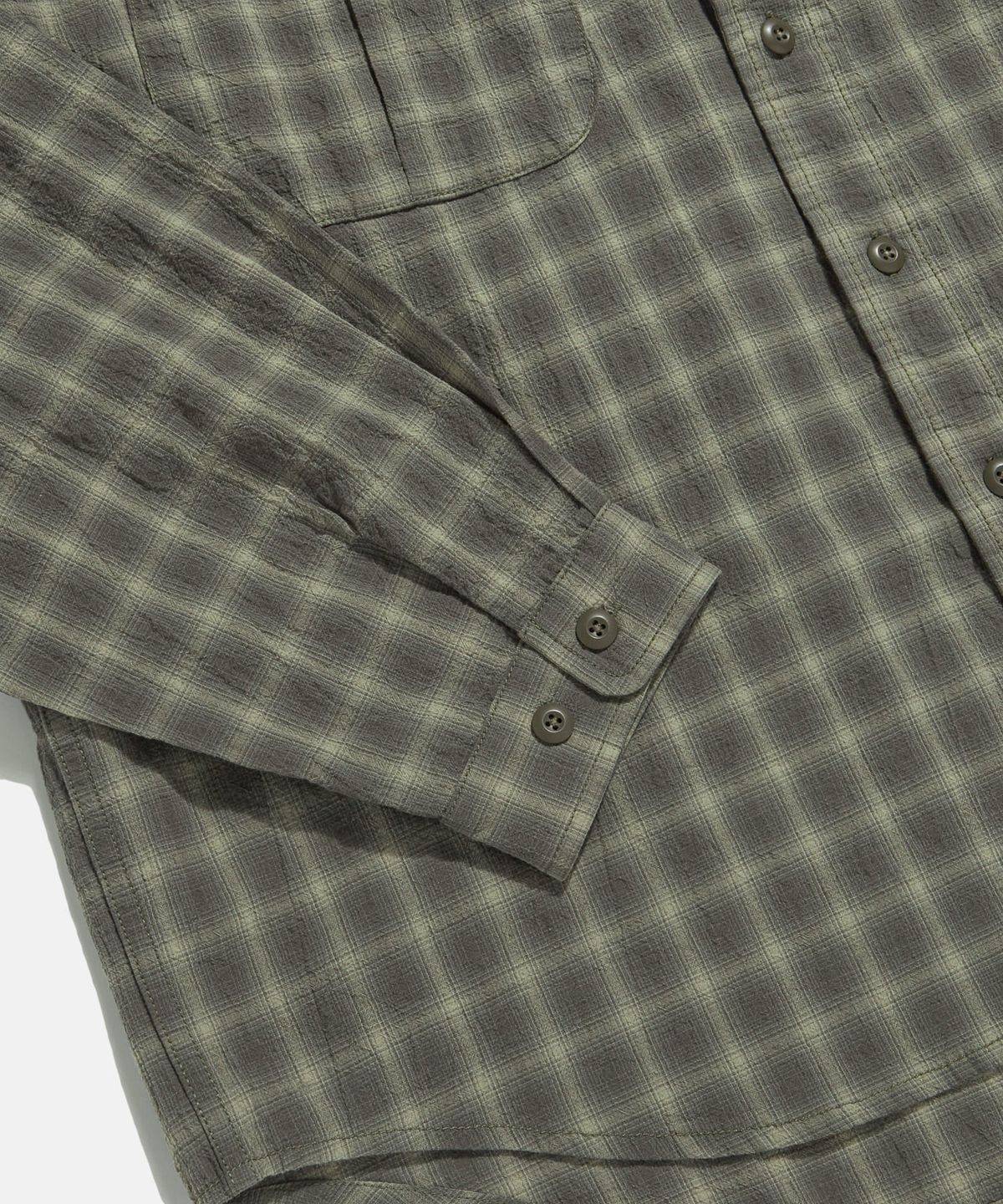 에스피오나지(ESPIONAGE) Checked Jungle Fatigue Shirt Dark Grey