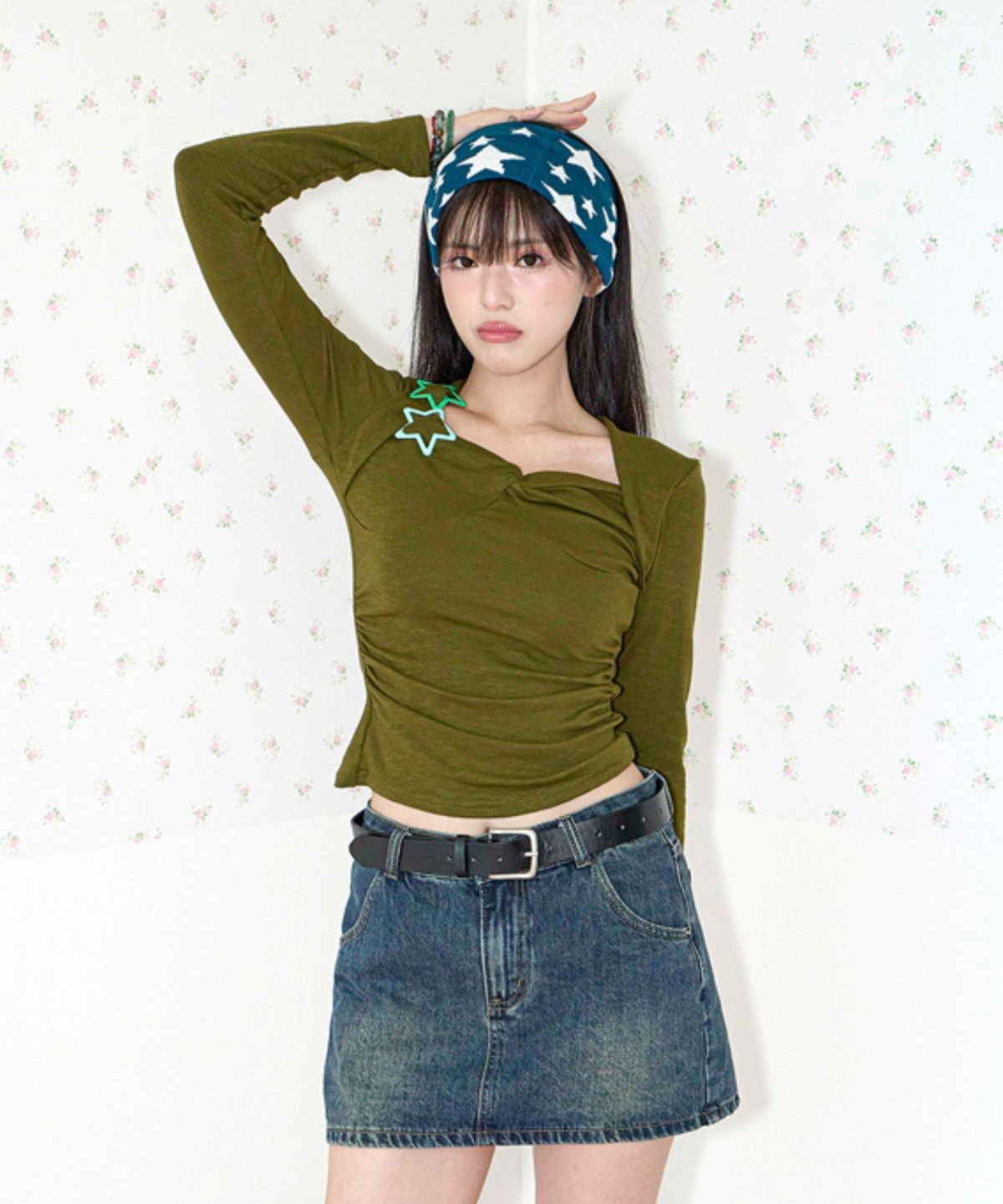 쿨키튼(KOOLKITTEN) Draped Ruched Wrap Top 4colors