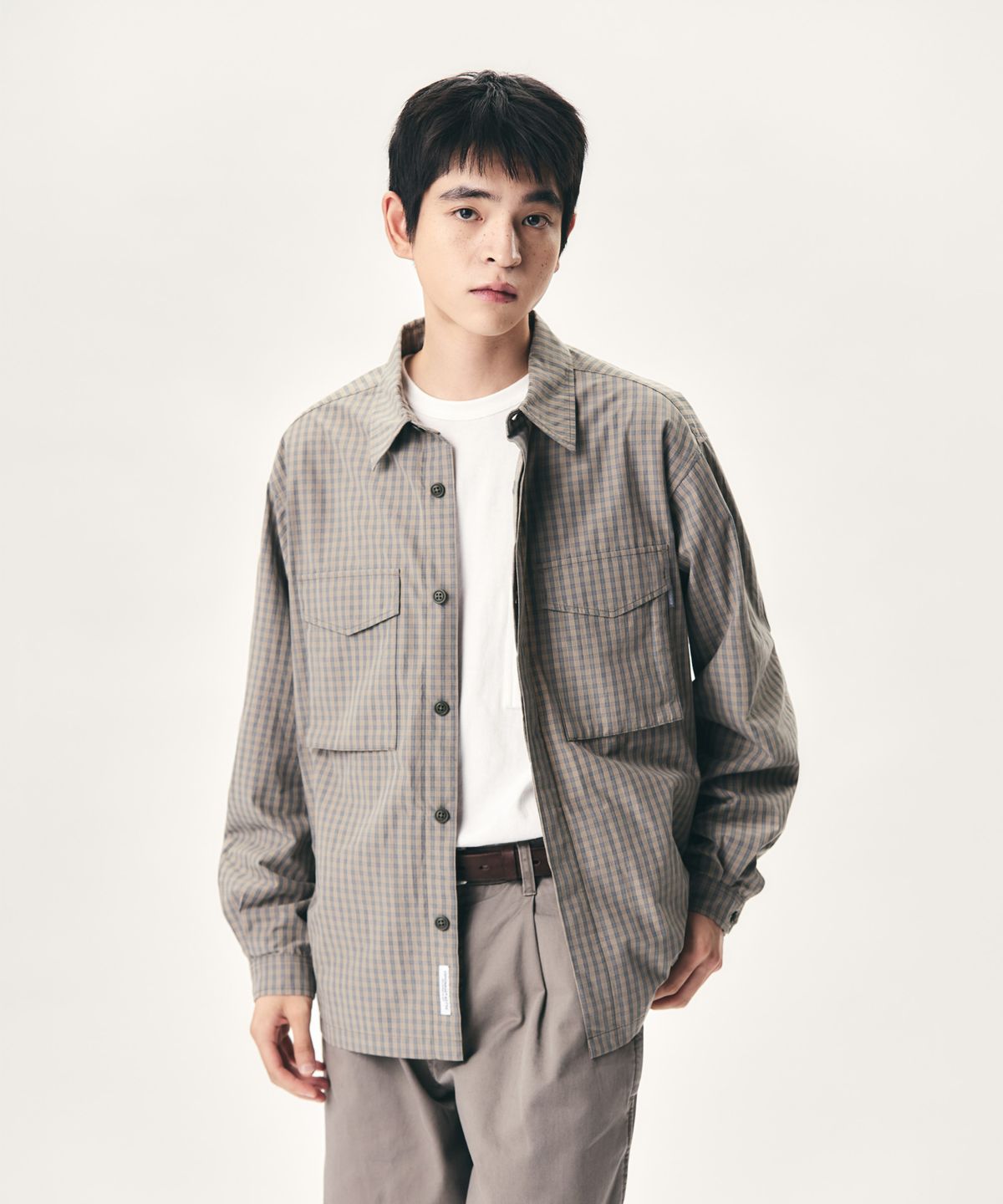 에스피오나지(ESPIONAGE) Vintage Check Mil Shirt Olive