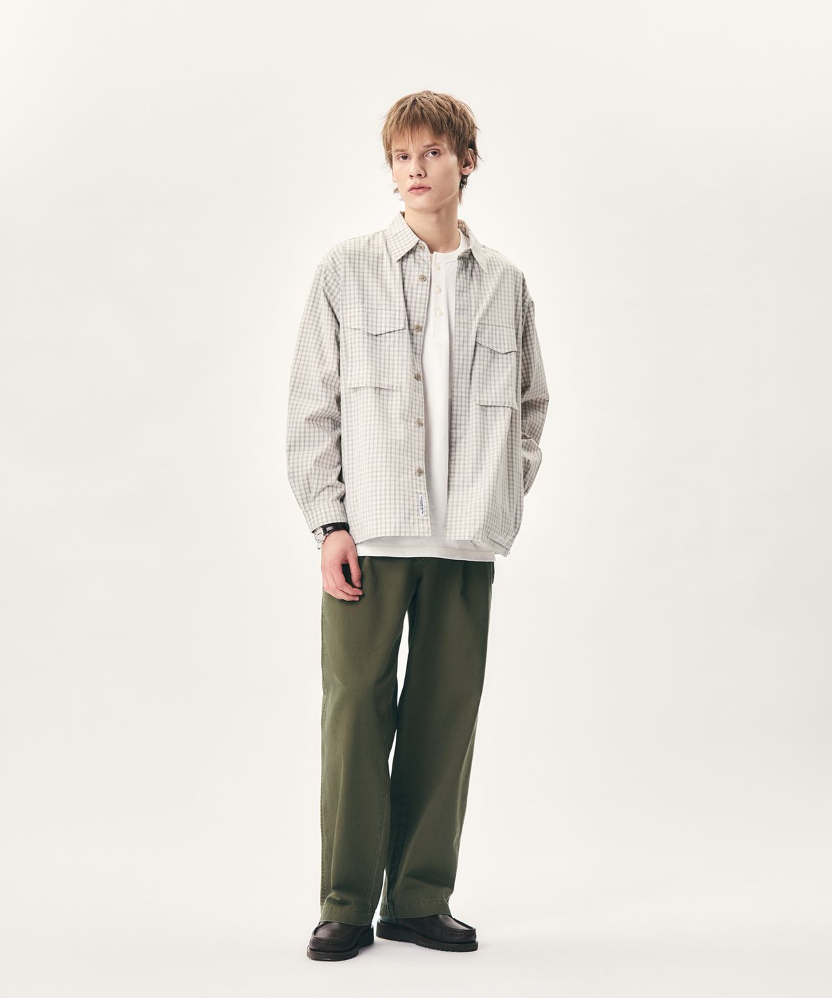 에스피오나지(ESPIONAGE) Vintage Check Mil Shirt Ivory
