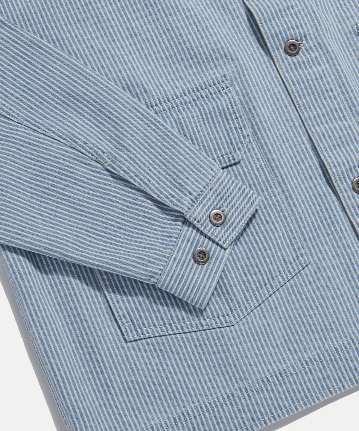 에스피오나지(ESPIONAGE) Hickory Stripe Trucker Shirt jacket Light Blue