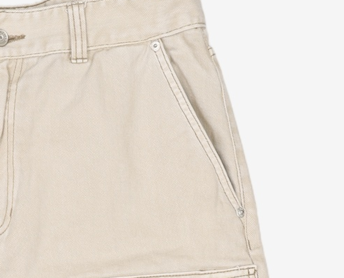 헤더헬렌(HEDER HELEN) REPAIR CARGO BEIGE GARMENT PANTS FREE