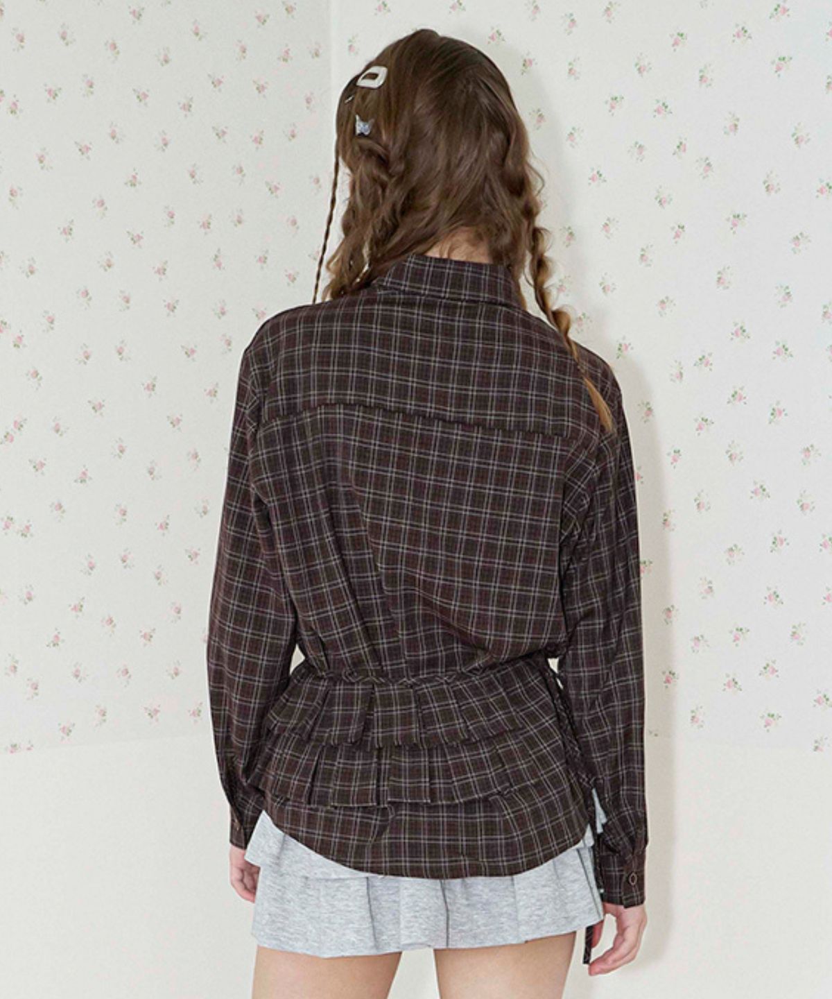 쿨키튼(KOOLKITTEN) Apron Layered Plaid Shirt 2colors