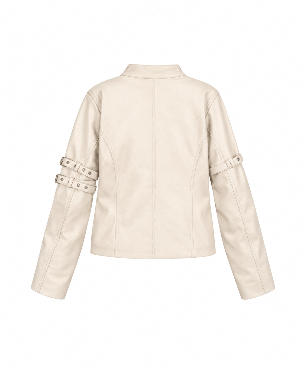어니브(ANIV) GATHERED BELT LEATHER JACKET WHITE
