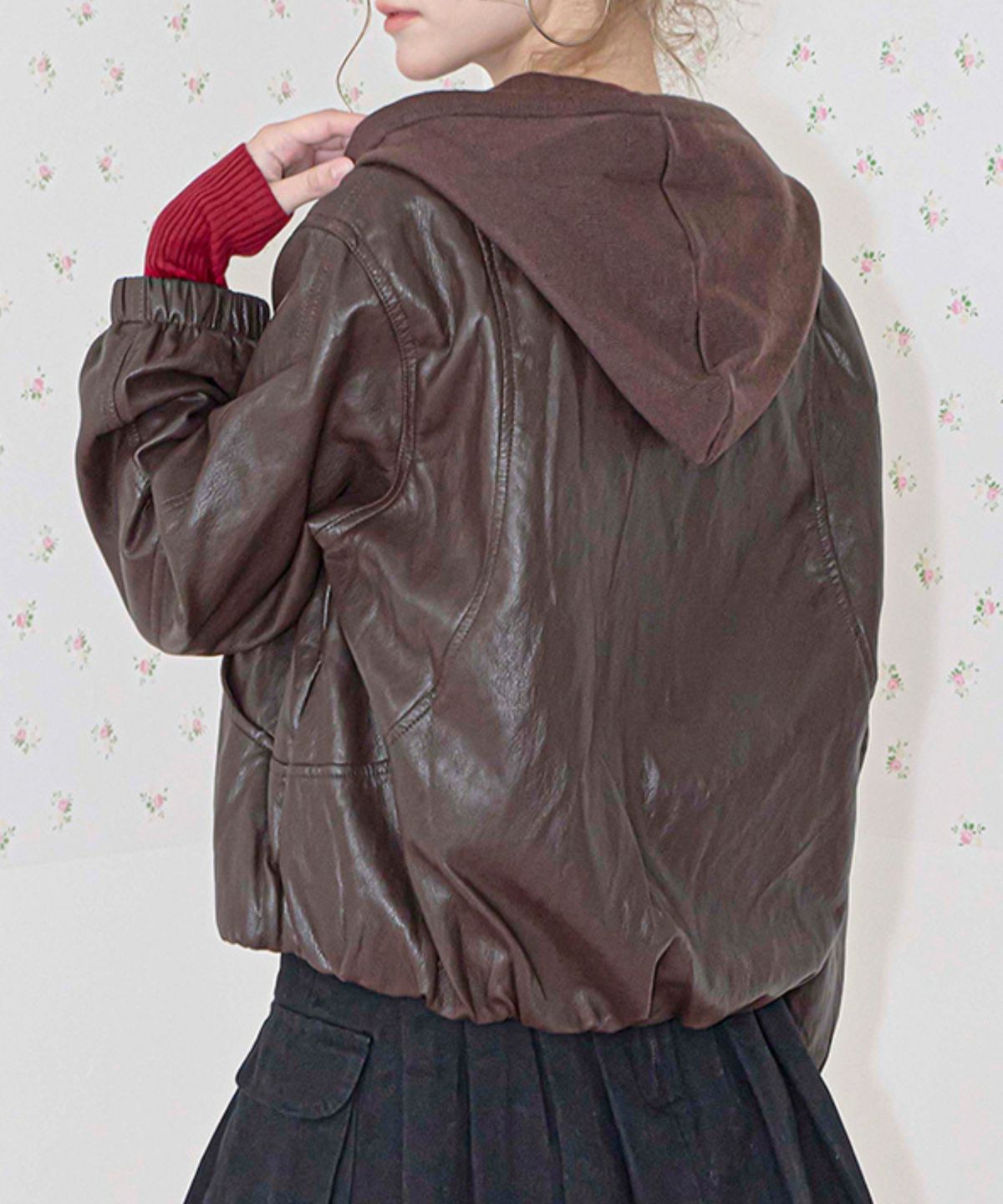 쿨키튼(KOOLKITTEN) Hooded Leather Zip-Up Jacket 2colors