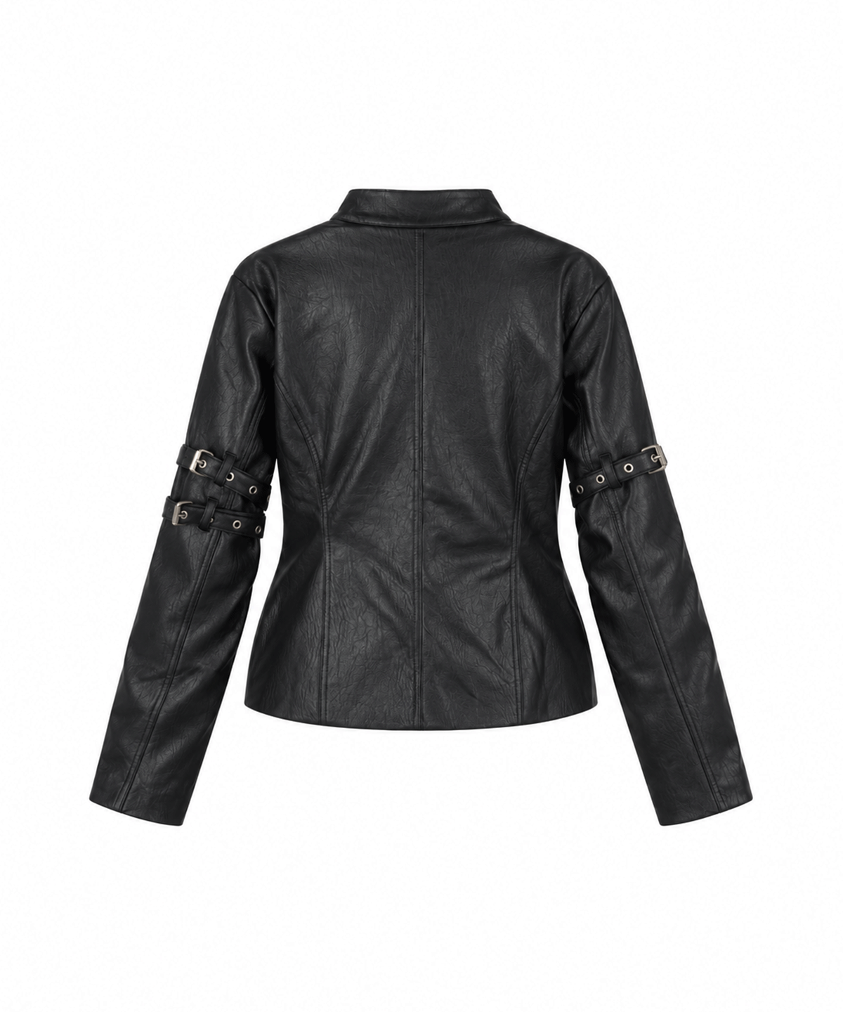 어니브(ANIV) GATHERED BELT LEATHER JACKET BLACK