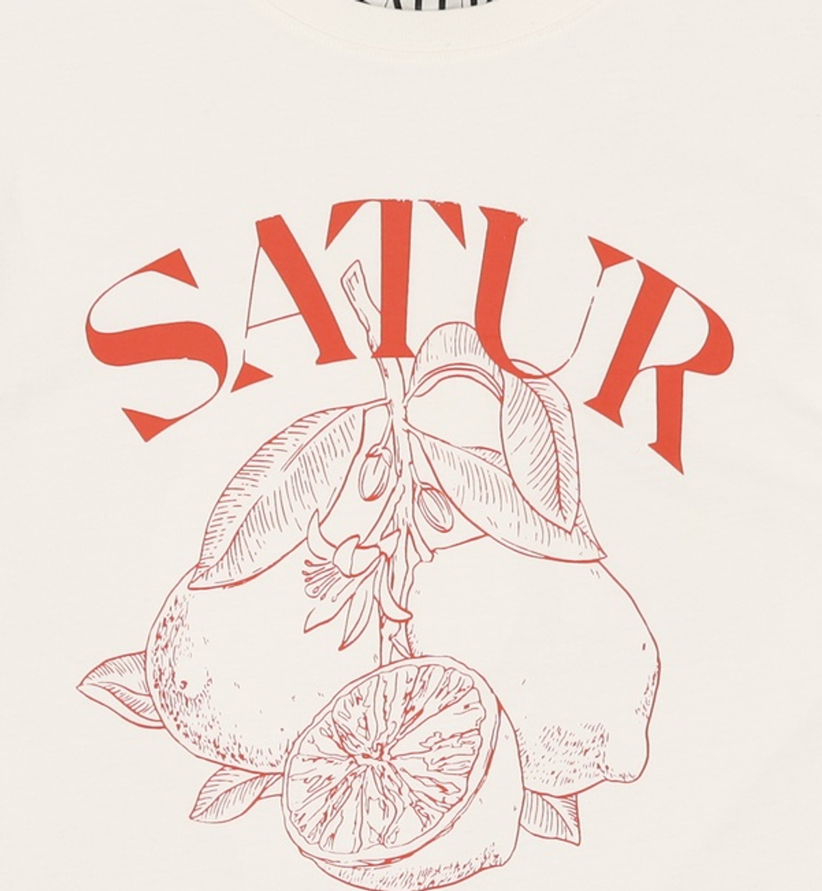 세터(SATUR) (W) 카프리 시트론 드로잉 썸머 그래픽 반팔 티셔츠 크림 오렌지 M