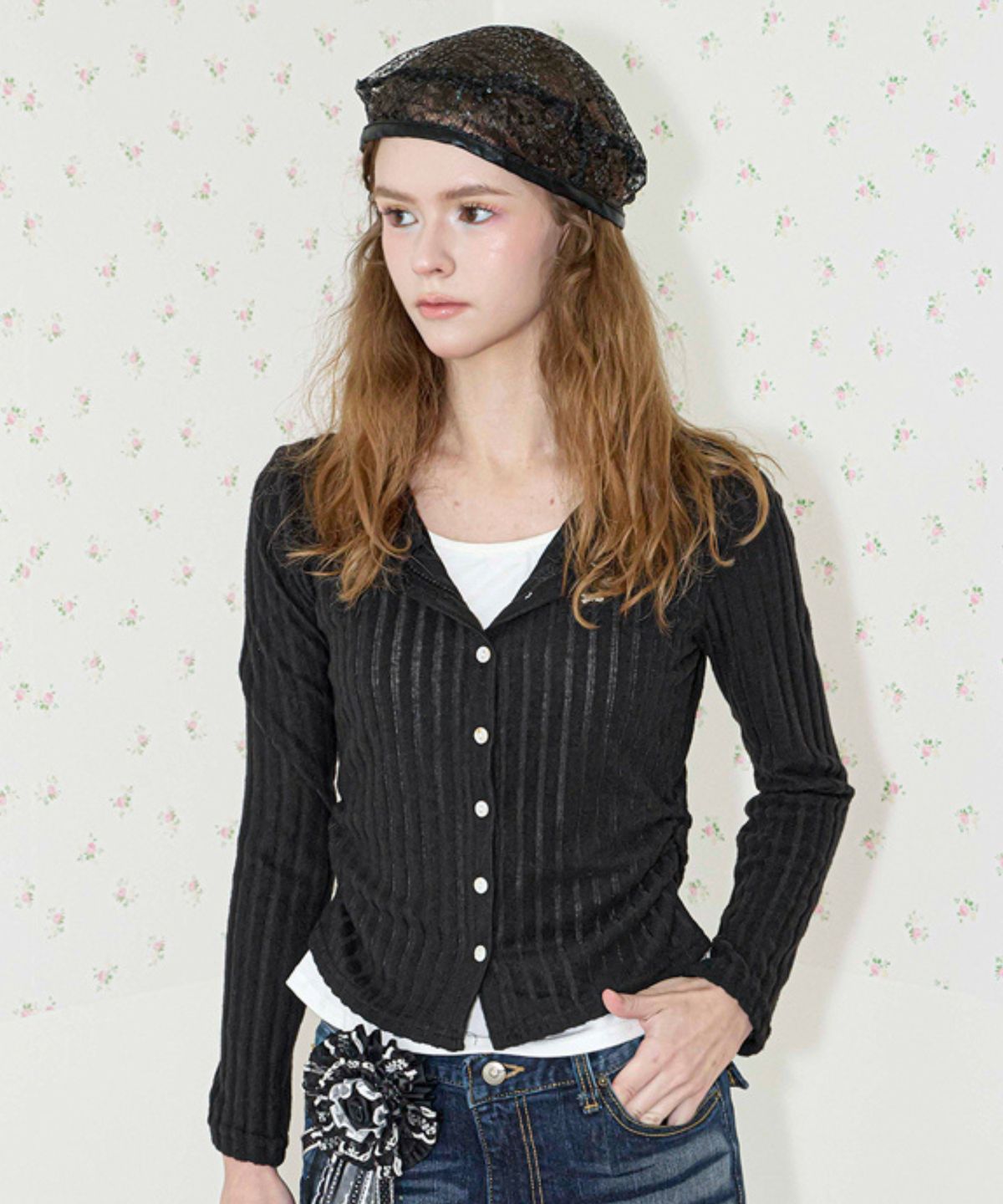 쿨키튼(KOOLKITTEN) Layered Rib Button Tee 4colors