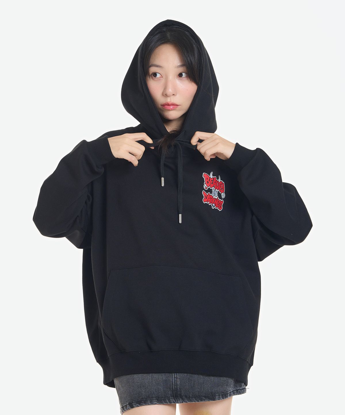 더블제이디(DOUBLE JD) 스컬 부클 베어 후드티