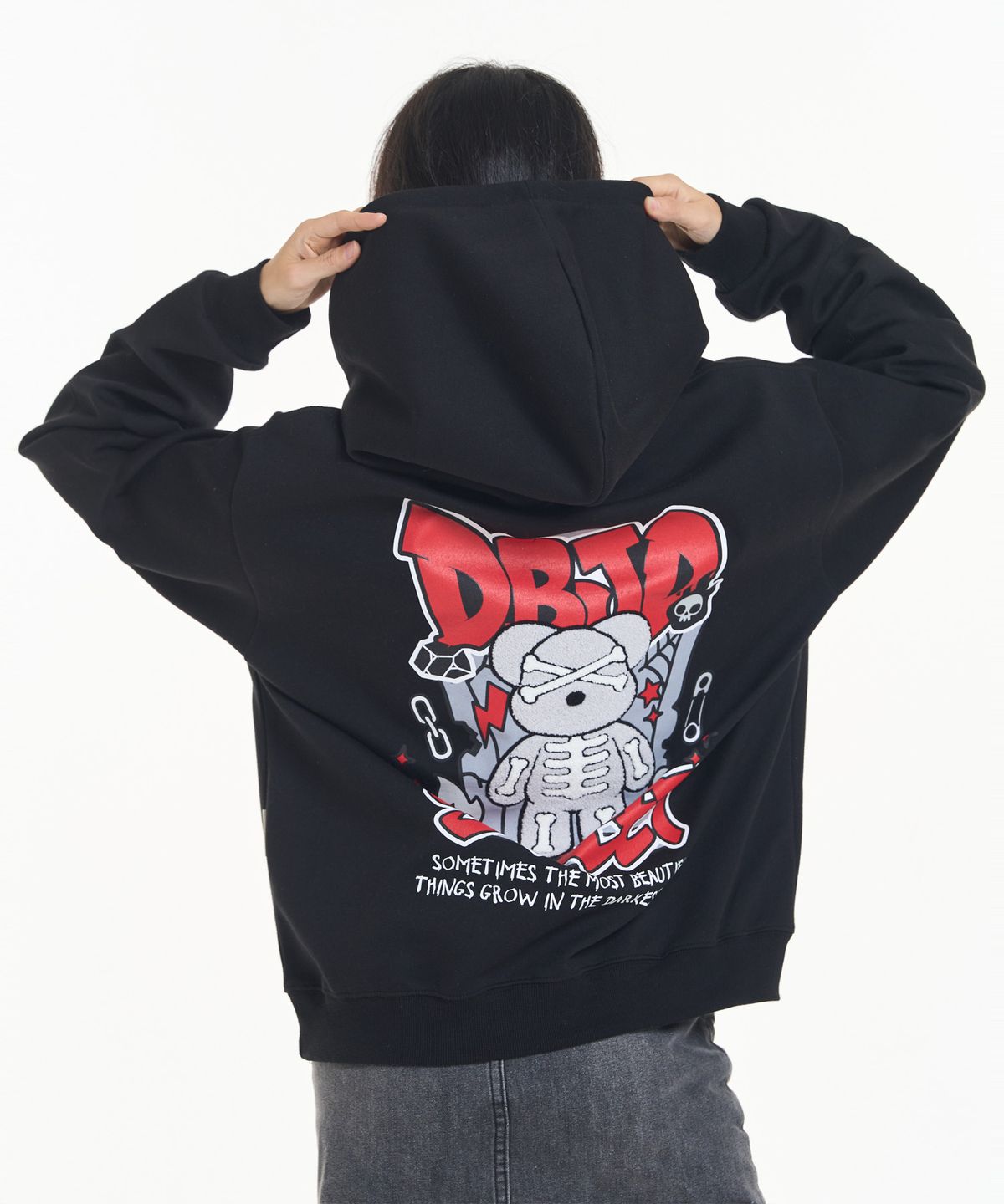 더블제이디(DOUBLE JD) 스컬 부클 베어 후드티