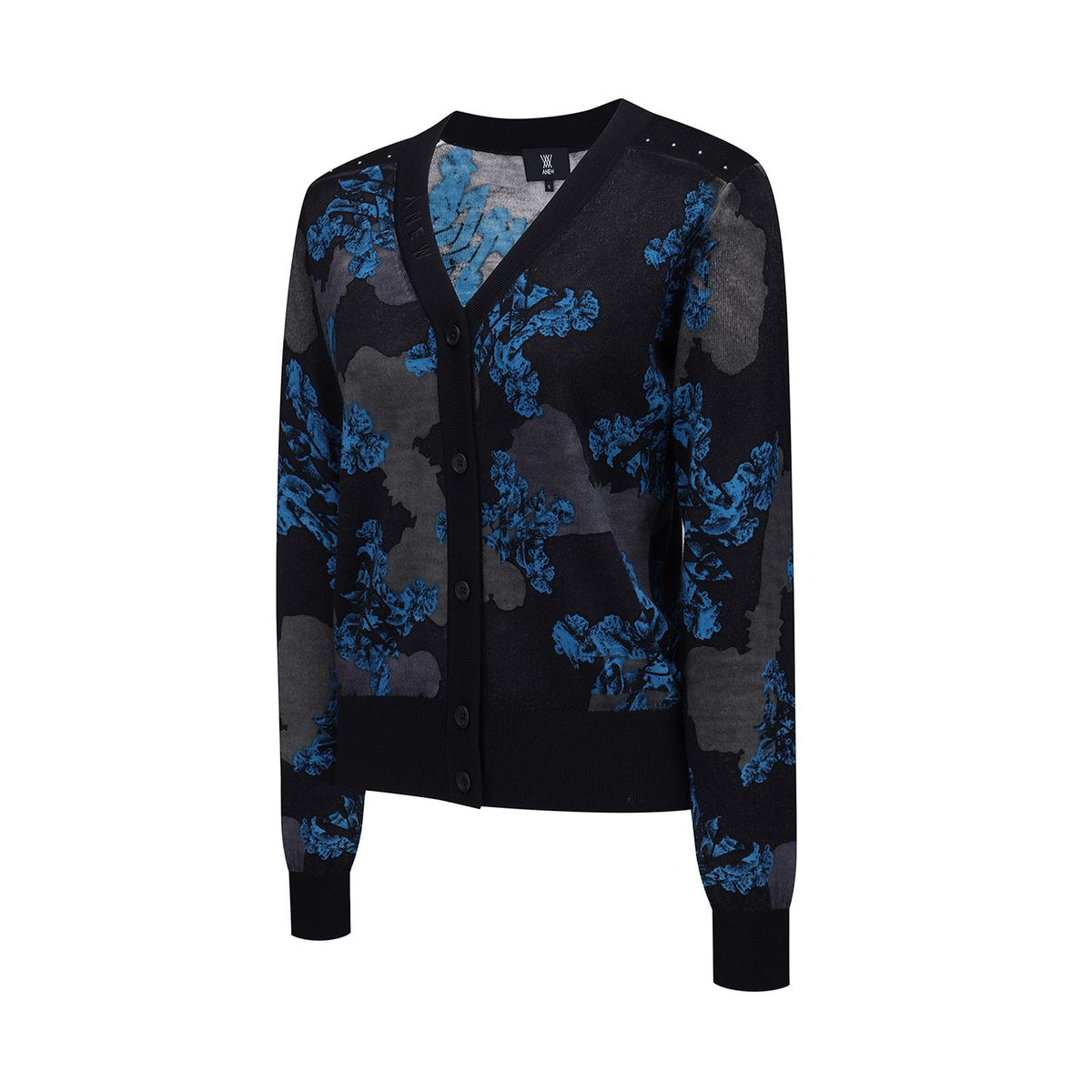 어뉴골프(ANEW GOLF) WOMEN FA FLOWER PATTERN KNIT CARDIGAN_BK