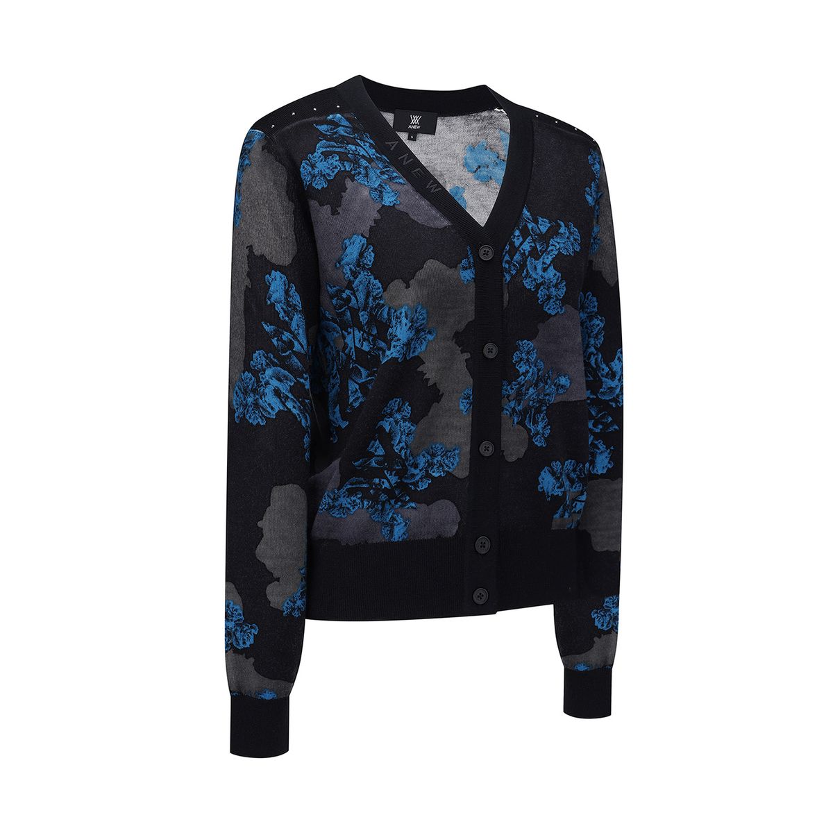 어뉴골프(ANEW GOLF) WOMEN FA FLOWER PATTERN KNIT CARDIGAN_BK