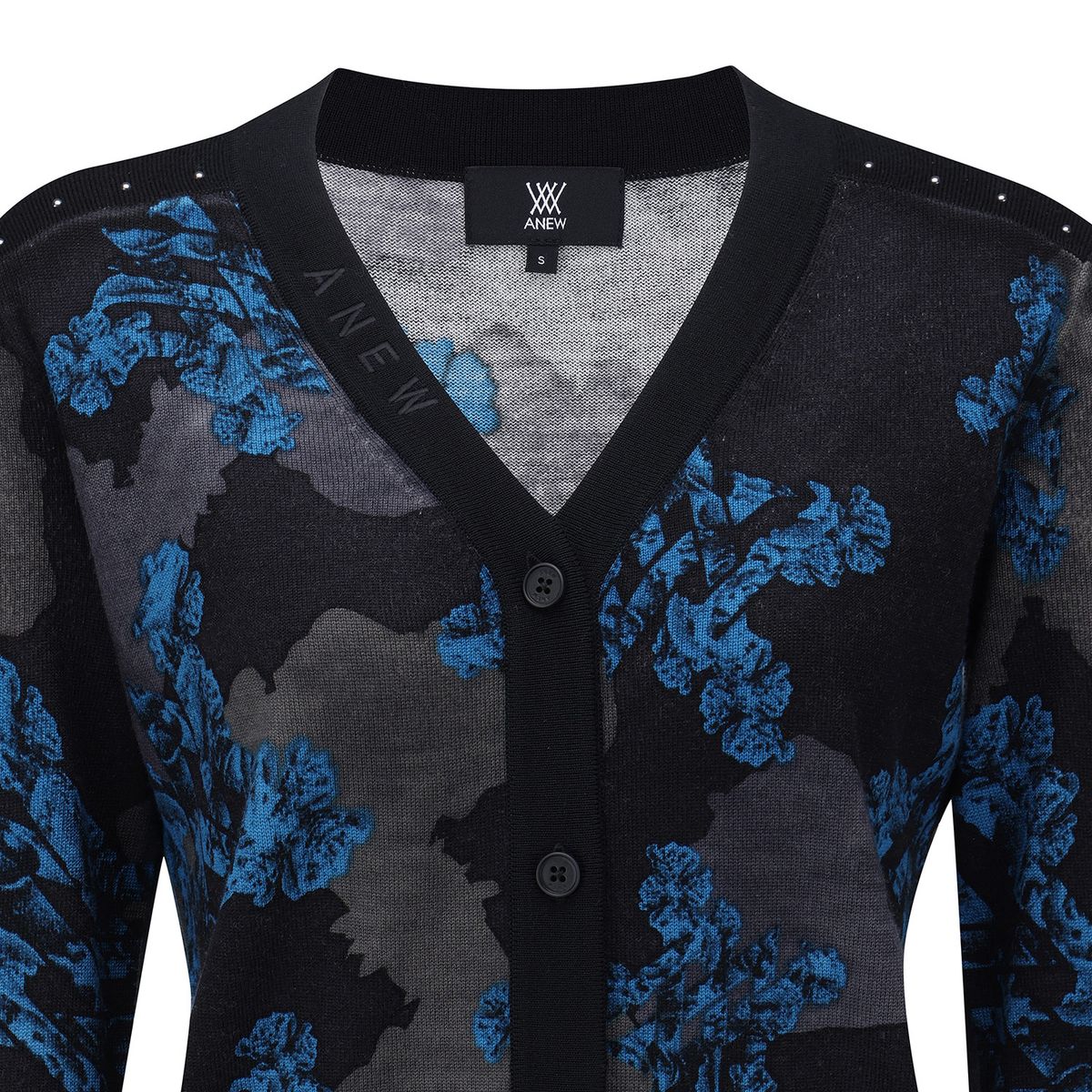 어뉴골프(ANEW GOLF) WOMEN FA FLOWER PATTERN KNIT CARDIGAN_BK