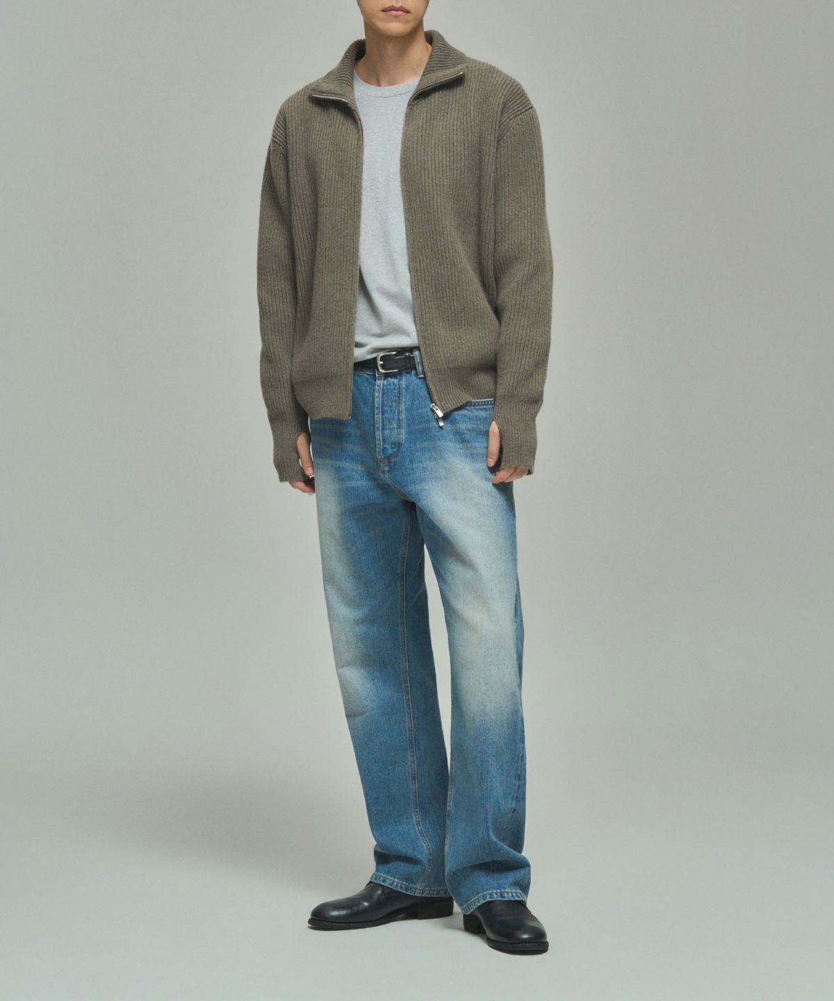레어토라(RARETORA) ROY FULL ZIP KNIT PARKA V2  - KHAKI MELANGE