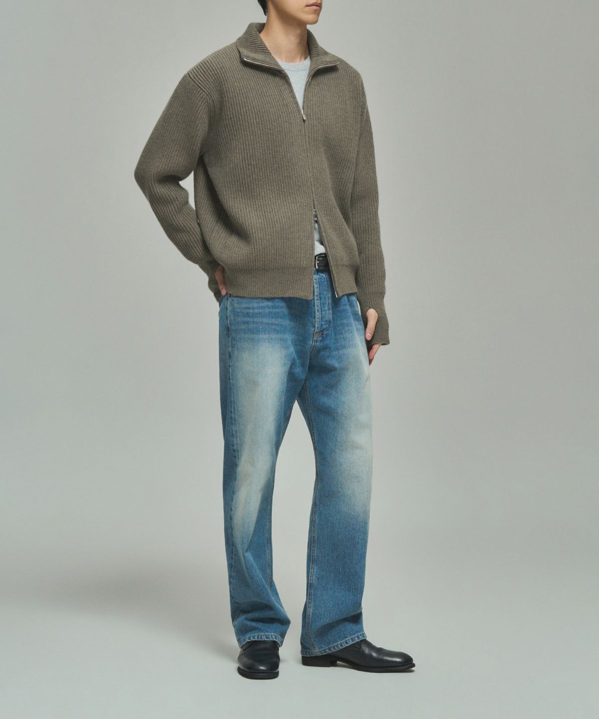 레어토라(RARETORA) ROY FULL ZIP KNIT PARKA V2  - KHAKI MELANGE