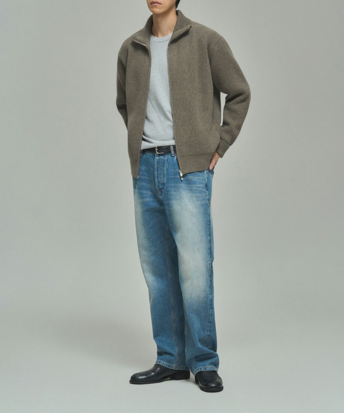 레어토라(RARETORA) ROY FULL ZIP KNIT PARKA V2  - KHAKI MELANGE