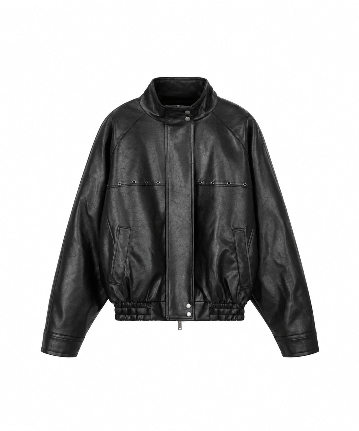 어니브(ANIV) CROSS STUD LEATHER JACKET BLACK