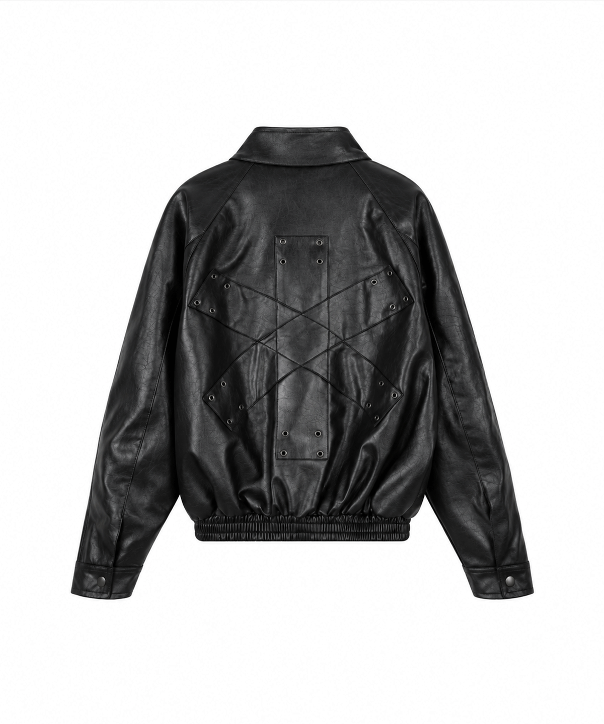 어니브(ANIV) CROSS STUD LEATHER JACKET BLACK